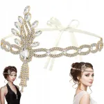 Vintage stiliaus tiara 1920 m. lapų medaliono galvos juosta vestuvių tema jaunavedžių vakarėliui