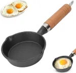 Herchr Maža indukcinė keptuvė 10 cm mini keptuvė kiau&scaron;iniams su rankena, keptuvė i&scaron; ketaus, mini keptuvė i&scaron; ketaus, ne&scaron;iojama kempingo keptuvė kiau&scaron;iniams, &scaron;oninei, kumpio griežinėliams