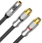 3.5mm į 2 Rca Moteri&scaron;kas Adapteris, Paauksuotas Garso Kabelis