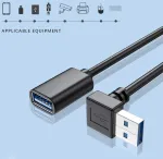 Yinettech usb 3.0 ilginamasis duomenų kabelis, jungtis i&scaron; tėčio į mamą, 90 laipsnių kampu, vir&scaron;utinė ir apatinė jungtis, 30 cm kabelis, 5 gbps duomenų perdavimo sparta