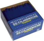 50 žvakių rinkinys, skersmuo 2,2 cm, auk&scaron;tis 21 cm, degimo trukmė 8 valandos, mėlynos