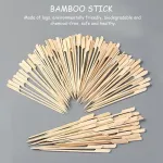200 vnt. bambukiniai ie&scaron;meliai, ekologi&scaron;ki kebabai, vaisių pyrago dekoravimas, 9 cm