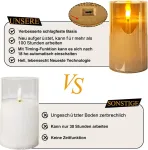 Hl led žvakės be liepsnos stikle, įkraunamos su nuotolinio valdymo pulto laikmačiu mirgančios žvakės vestuvių festivaliui kalėdų namų dekorui, 3 va&scaron;ko kolonų žvakių rinkinys, auksinės