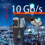 Cat.7 tinklo kabelis 0.5m juodas S-ftp Lszh Pimf 10gbps Rj45