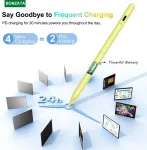 Stylus Pen Pro, skirtas Ipad 2018&ndash;2024, Ipencil 2-os kartos, skirtas Ipad su delno atmetimu ir pakreipimo jautrumu, pie&scaron;tukas, skirtas Ipad 10/9/8/7/6, Ipad Mini 6/5, Ipad Air 5/4/3, Pro 11/12.9" geltonas