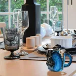 Mineralinio kri&scaron;tolo kavos puodelis, natūralaus mineralinio kri&scaron;tolo puodeliai, kri&scaron;tolinis kavos puodelis, kavos puodelis, skirtas pieno arbatai, kar&scaron;tam &scaron;okoladui (mėlynas)