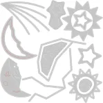 Sizzix Thinlits pjovimo formelės 12pk Night Light, Jennifer Ogborn, 666021 skyrius 4 2022, plok&scaron;telė, plastikas, pilka, vienas dydis