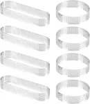 Timesetl kepimo žiedų rinkinys i&scaron; nerūdijančio plieno, 8 dalių torto žiedas, torto forma, putėsių torto žiedas, 4 torto žiedai apvalūs 8 cm + 4 torto žiedai ovalūs 13 cm, desertiniai žiedai i&scaron; nerūdijančio plieno putėsiams, pyragams, ki&scaron;ams