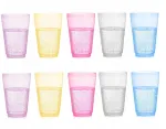 Spalvoti plastikiniai puodeliai vaikams piknikui 10 vnt 300ml transparent