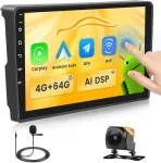 Automagnetola Fuluku 4+64g android automobilinis radijas, skirtas citroen berlingo b9 2008-2017 su belaidžiu carpaly ir android auto, 9 colių ips jutiklinis ekranas su bluetooth 5.0/gps/atbuline kamera/fm/wifi/swc