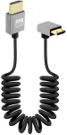 Riieyoca 4k mini hdmi į hdmi trumpas spiralinis kabelis, 90 laipsnių žemyn kampu 18 gbps didelės spartos hdmi2.0 palaiko 4k @ 60 hz, suderinamas su vaizdo kamera, monitoriumi (žemyn)