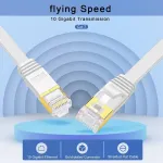 Soeybae lan kabelis 5 m cat 7 tinklo kabelis, cat 7 ethernet kabelis 10 gbps 600 mhz interneto patch kabelis, skirtas komutatoriui, mar&scaron;rutizatoriui, modemui, patch panelei, kompiuteriui, plonas ir plok&scaron;čias, baltas