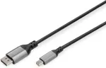 Digitus 8k/60hz displayport adapterio kabelis - dp į mini dp - displayport 1.4-4k/144hz - 2 m - aliuminio korpusas - suderinamas su monitoriumi, žaidimų vaizdo plok&scaron;te - juodas
