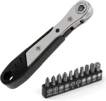 Yuentoen magnetinis terk&scaron;linis raktas, 110 mm, 1/4 colio terk&scaron;linis atsuktuvas su reversu, mini raktas su 10 vnt. galvučių įdėklų skirtas įtaisams, automobiliams, namams, įrengimams
