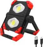 Auriver led akumuliatorinis prožektorius, pritemdoma kempingo lempa, ne&scaron;iojama, 2000 liumenų, usb įkraunamas prožektorius su 3 &scaron;viesos režimais statybų aik&scaron;telei, dirbtuvėms, stovyklavimui ir avariniam maitinimo blokui (raudona-2)