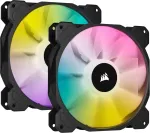 Corsair Icue Sp140 Rgb Elite Performance 140 mm Pwm ventiliatorių rinkinys i&scaron; 2 su Icue Lighting Node Core (corsair Airguide technologija, a&scaron;tuoni valdomi Rgb &scaron;viesos diodai, tylus 18 Dba, iki 1200 aps/min) juodas
