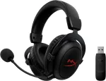 Hyperx Cloud Core belaidės žaidimų ausinės, skirtos Pc, Dtsheadphone: Xspatialaudio, atminties putų ausų pagalvėlės, tvirtas aliuminio rėmas, juodos belaidės Wi-fi