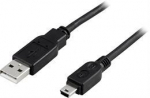 Kabelis DELTACO USB 2.0 "A-mini B", 1.0m, juodas / USB-24S