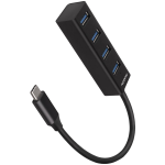 AXAGON HUE-M1C 4x USB3.2 Gen 1 MINI &scaron;akotuvas, metalinis, 20 cm USB-C laidas
