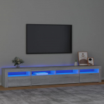 TV staliukas Televizoriaus spintelė su LED, pilka ąžuolo, 240x35x40cm