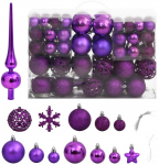 Kalėdinių žaisliukų rinkinys, 111vnt., violetinis, polistirenas