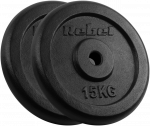 Ketaus svarelių rinkinys 2x15kg, skylė 31mm, klasikinė plok&scaron;telė, REBEL ACTIVE