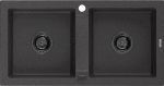 Granitinė virtuvinė plautuvė Mexen Mario su sifonu, Juodas granite+Juodas, 820 x 436 mm