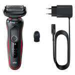 Braun | Shaver | 51-R1000s | Operating time (max) 50 min | Wet & Dry | Juodas/Raudona