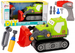 Lean Toys Žalias ekskavatorius vaikams su įrankių rinkiniu