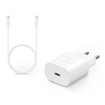 EP-TA800EWE + EP-DG980BWE "Samsung" 25 W kelioninis įkroviklis + USB-C USB-C duomenų kabelis, baltas (OEM)