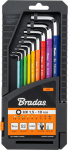 &Scaron;e&scaron;iakampių raktų su rutuline galvute rinkinys Bradas HX 1,5-10 mm, multicolour / long, 9 vnt.