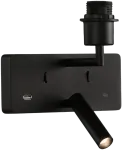 Sieninis &scaron;viestuvas ROMEO, E27, juodas, su skaitymo &scaron;viestuvėliu ir USB, be gaubto, A3971081NSP