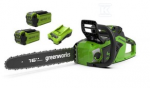 Greenworks 40V grandininis pjūklas 40 cm Greenworks GD40CS18K2X komplektinis pakrovėjas + 2x 2Ah baterijos