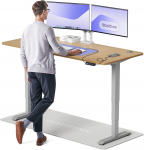 Elektrinis reguliuojamo auk&scaron;čio stalas Desktronic HomePro Ąžuolo masyvas/Pilkas, 180x80cm, Dvigubas motoras, USB ir USB-C įkrovimo lizdai