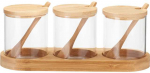 Zassenhaus Bamboo YULEA prieskonių indeliai, 3 x &Oslash; 8,5 cm, ant bambukinio pagrindo