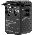 &bdquo;Verbatim Charge 'n' Travel&ldquo; 100 W universalus kelioninis adapteris su i&scaron;traukiamu laidu, juodas