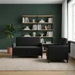 Sofa Sofos komplektas su saugojimu 2 vnt. Juoda Poliesteris