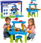 Lean Toys Vandens žaidimų stalas su kelių lygių vandens trasa ir kėdute, 61 &times; 63 cm