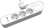 Plastrol Przedłużacz 3-gniazdowy su włącznikiem i gniazdami usb-a i usb-c