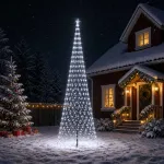 LED Kalėdų medis 500 cm 550 LED &Scaron;alta balta Geležis Juoda