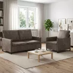 Sofa Sofos komplektas 2 vnt. Tamsiai pilka Dirbtinė zom&scaron;a