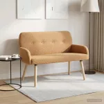 Dvivietė sofa su medžio masyvo kojelėmis Smėlio Boucl&eacute;