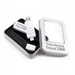 Memorabbit 32 Gb 2.0 Usb-c tipo C baltas pendrive su dėžute + graviruotas logotipas