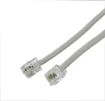 2 m ilgio rj11 kabelis, telefono kabelis, 6p4c western kabelis, rj11 į rj11 ki&scaron;tuką, plok&scaron;čias kabelis, telefono lizdas, modemo mar&scaron;rutizatorius, faksas, isdn, dsl, vdsl internetas, baltas, 2 metrai