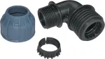 Aerzetix - C51166 &ndash; 2 vnt. rinkinys &ndash; kampinė jungtis, i&scaron;orinis sriegis, suspaudimas 10 bar 90&deg; 1 colis x 25 mm &ndash; jungtis/jungtis, suspaudimo jungtis, polipropilenas