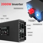 Datouboss gryno sinuso bangos galios keitiklis 2000 W / 4000 W 12 V į 230 V su 2 Eu lizdais, 2 Usb, 1 Qc3.0, 1 Type-c ir Lcd ekranu, įtampos keitiklis kemperiui, automobiliui