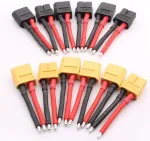 Xt60 Jungtys su 14awg laidu, 53mm, 3 poros (geltonos/juodos)