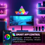 Focenat trikampės led panelės, 9 vnt. led trikampių žaidimų sieninių &scaron;viestuvų rinkinys, rgb i&scaron;maniosios led panelės, sieniniai &scaron;viestuvai, žaidimų sieninis &scaron;viestuvas, muzikos sinchronizavimas, &scaron;viesos panelės, žaidimų nuotaikos &scaron;viestuvų dekoracija ...