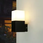 Licht-erlebnisse lauko sieninis &scaron;viestuvas E27, juodas, baltas, balkono lempa, namo siena, terasa, Ip44, mažas, auk&scaron;tis: 16,5 cm, &scaron;viestuvas auk&scaron;tyn, mažas akinimas, lauko sieninis &scaron;viestuvas