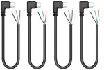4 x stačiakampis Usb C į 4 kontaktų atvirą laidą 11 colių 90 laipsnių Usb Type C ki&scaron;tukas 4 kontaktų pigtail maitinimo ir duomenų kabelis 22awg 5v/3a, skirtas Usb Type C įrenginio Diy kabeliui